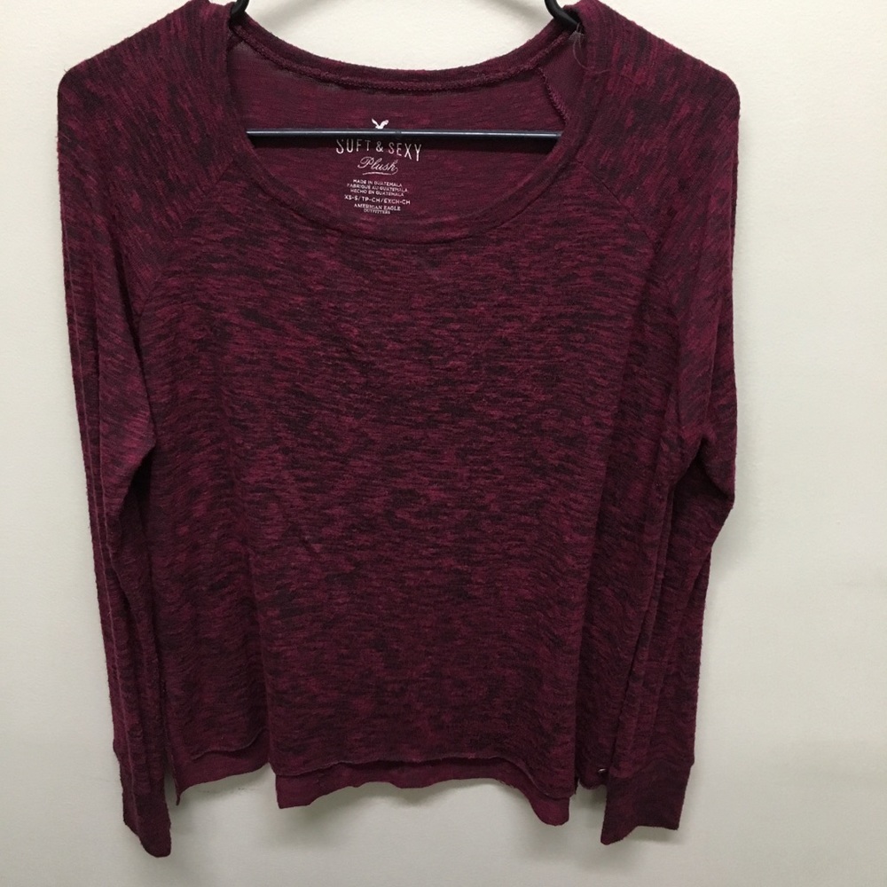 Maroon and black long sleeve shirt