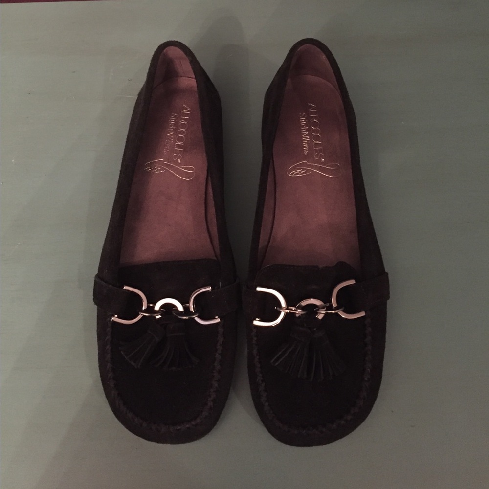 Black Suede Loafers With Tassels