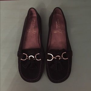 Black Suede Loafers With Tassels