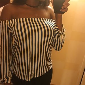 Stripe off shoulder top