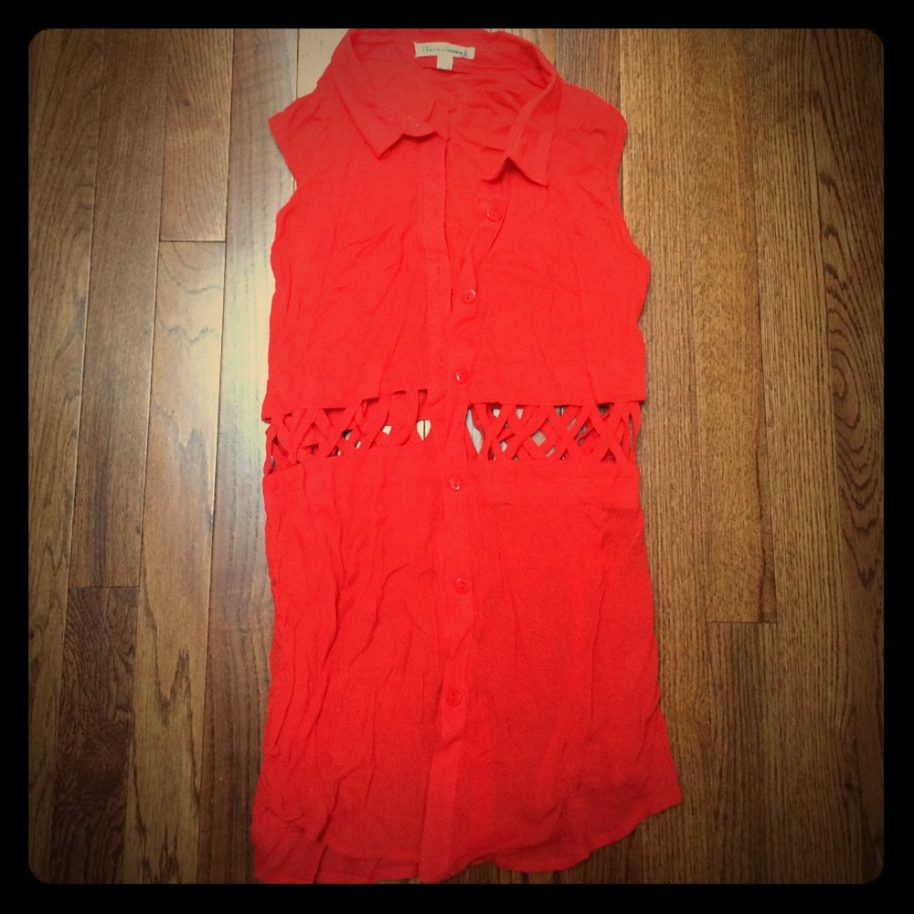 Bright red cut-out blouse