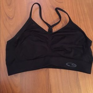 champion black thin strap sports bra