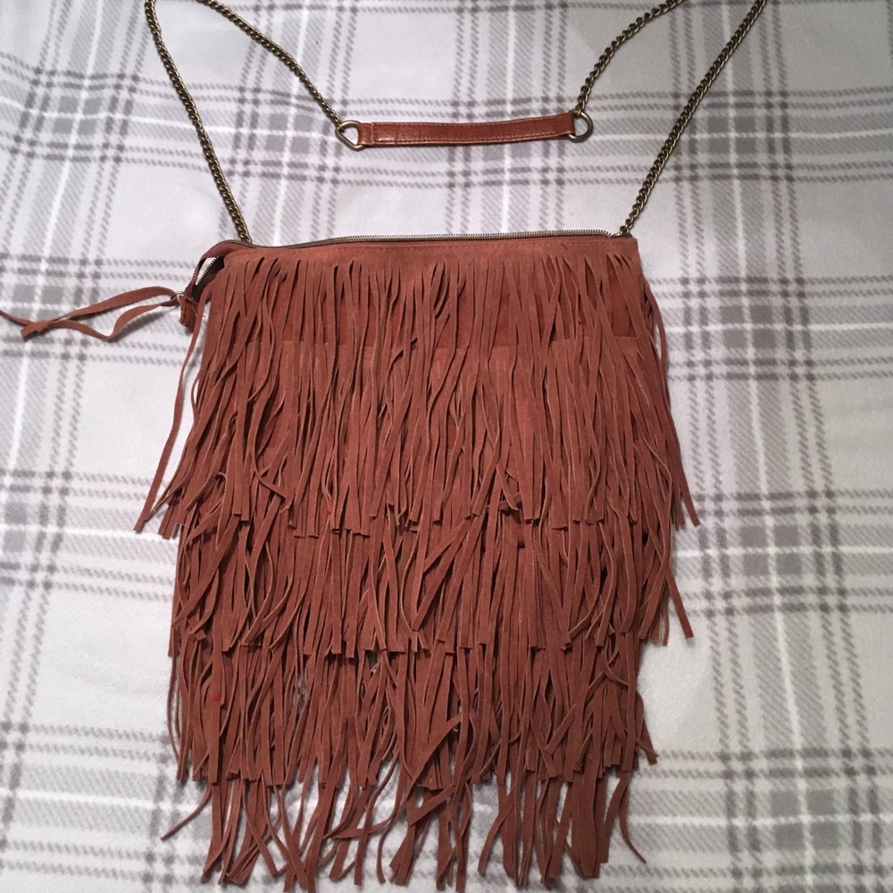 Fringe brown purse