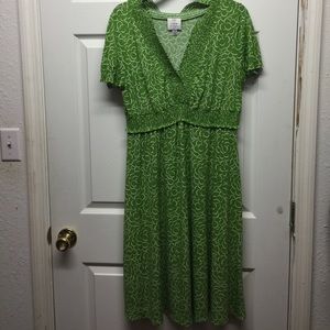 Woman's green floral dress
