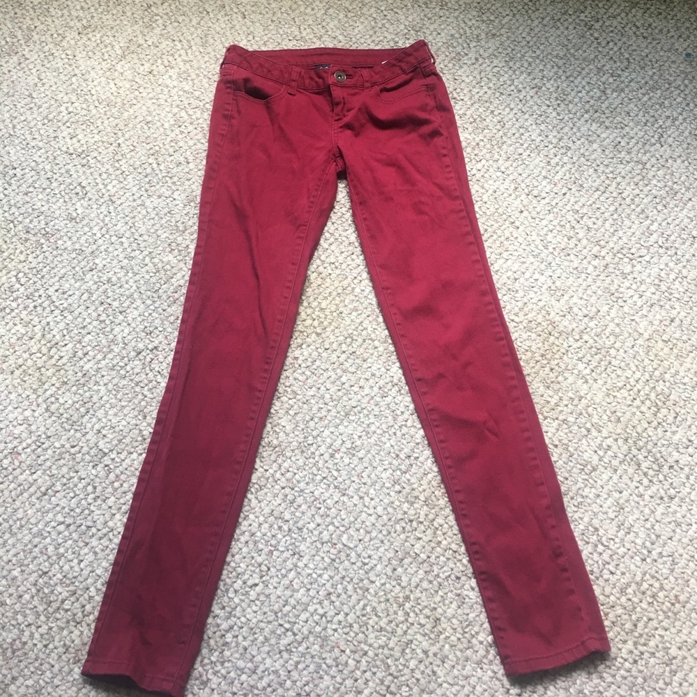 Burgundy skinny jeans