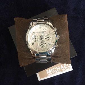 Michael Kors silver pearl face watch (women’s)