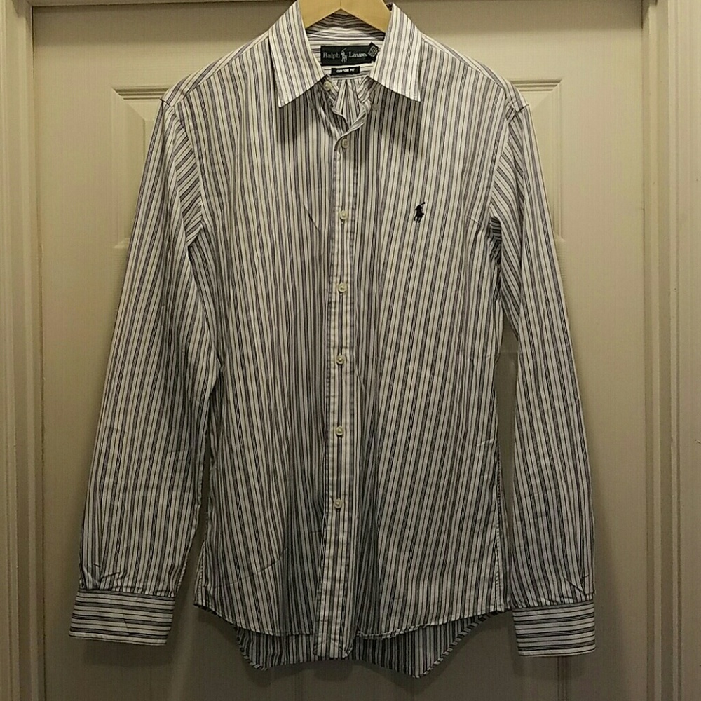 Ralph Lauren 100% Cotton Blue Striped Button-Down