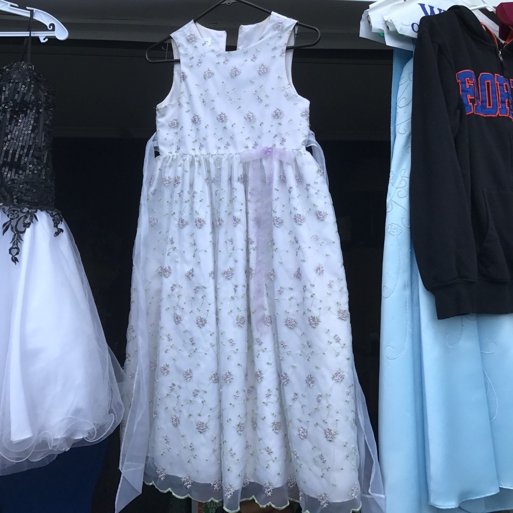 Easter dress with lavender stitching