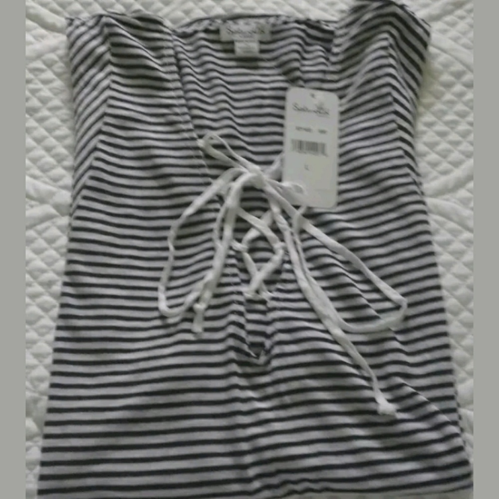 BNWT Splendid lace front striped tank, large