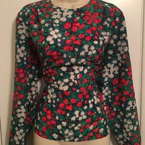 Red/Green/White floral dress top