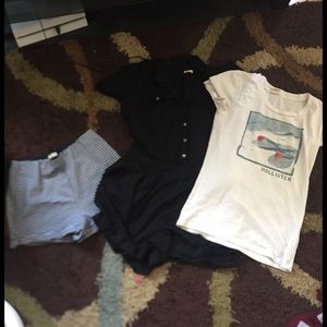 shorts, romper, and shirt