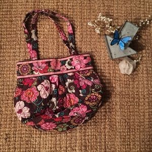 Vera Bradley Purse Pink& Brown w/pockets & handle