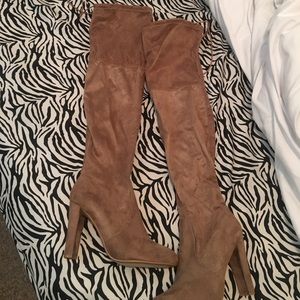 Tan thigh high boots