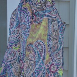 Colorful Paisley Tank with White Tassles at Bottom
