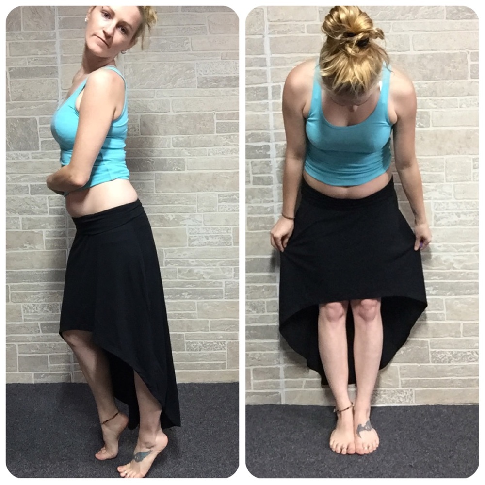 High / low black skirt