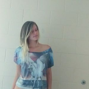 Unicorn Off Shoulder Crop Top