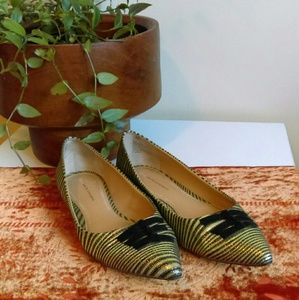 Anthropologie Gold/Black Striped Skipperdee Flats