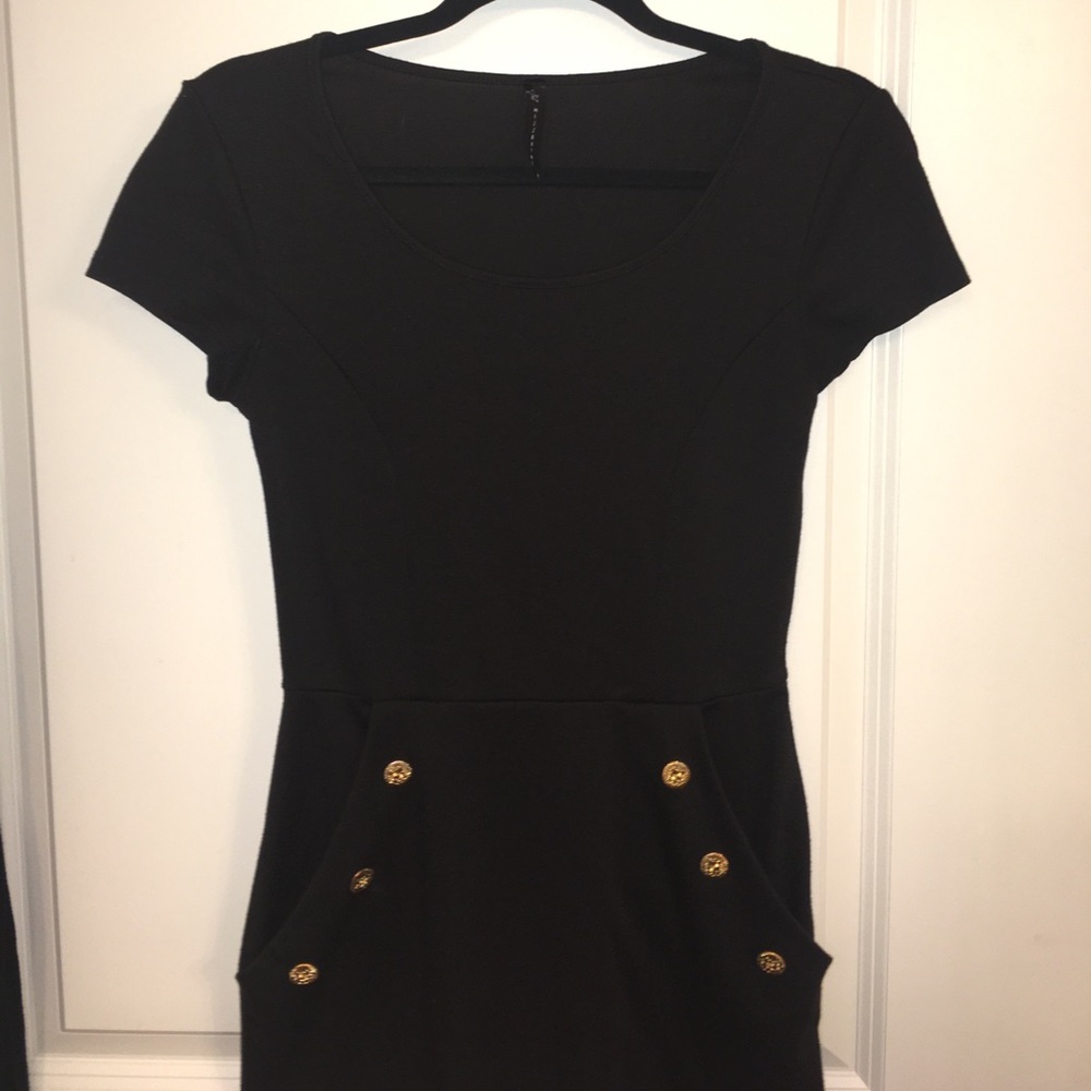 Black Dress with Gold Buttons
