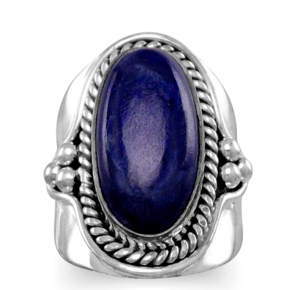 OXIDIZED STERLING SILVER LAPIS RING