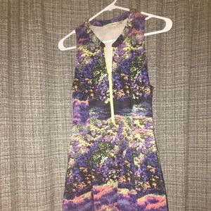 Short neoprene zip skater dress