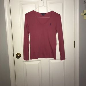 Ralph Lauren Pink Long Sleeve V-Neck