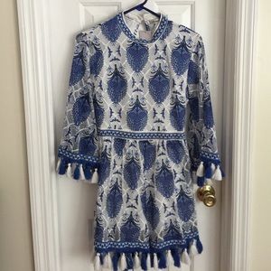 NWT blue and white tassel Romper!