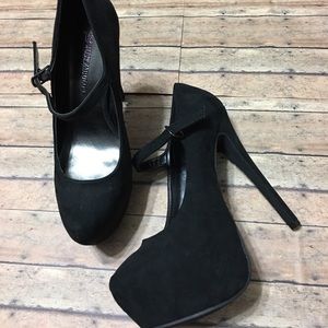 Suede maryjane heels