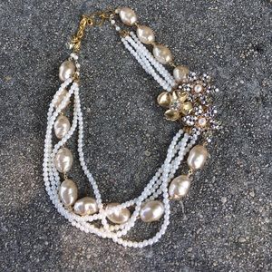 Pearl and rhinestone necklace