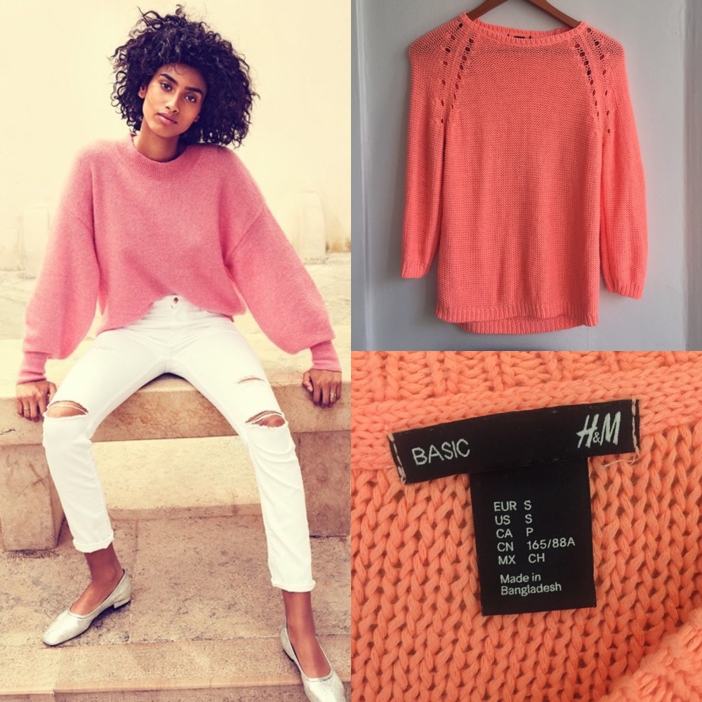 🆕 H&m bright coral sweater size small