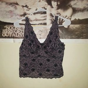 EXPRESS MAUVE AND BLACK LACEY BRALETTE/TOP.