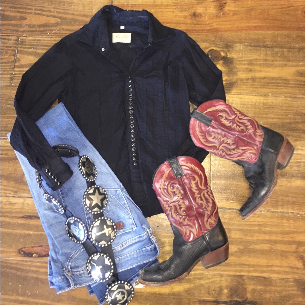 Black Scully Pearl snap western shirt