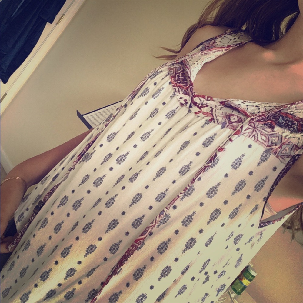 Red, White, and Blue Patterned Tank Top