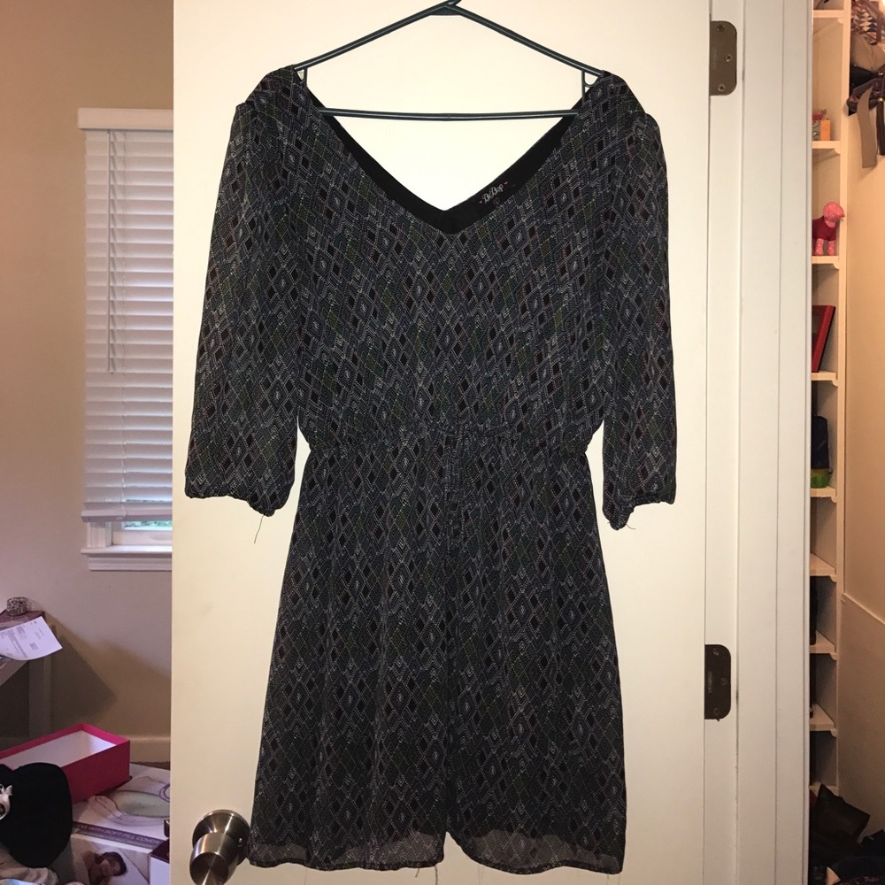 Patterned V-Neck Dress with Slip