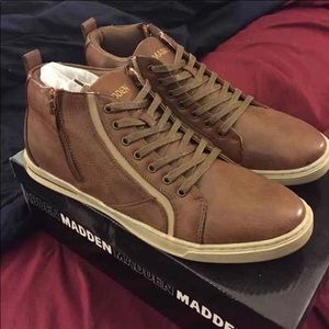 Steve Madden brown high tops, size 12