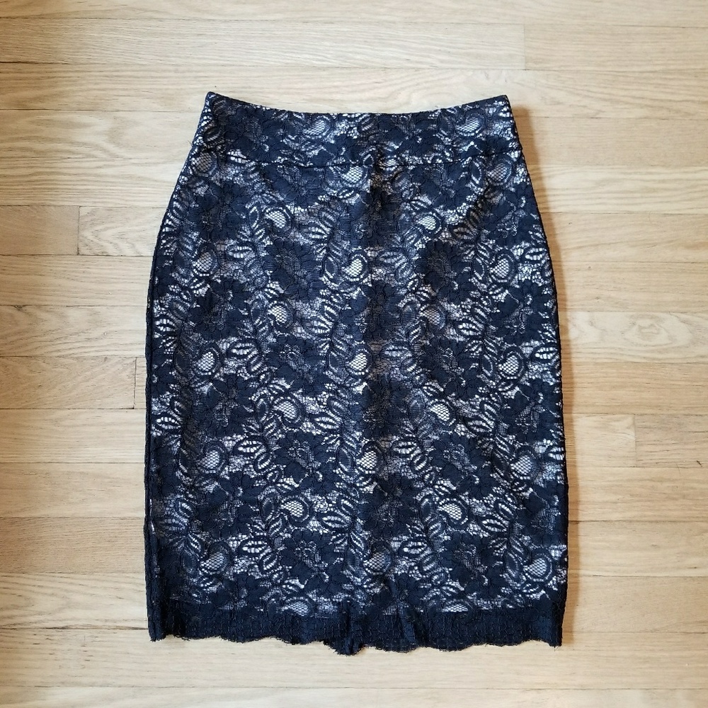 BR black lace pencil skirt