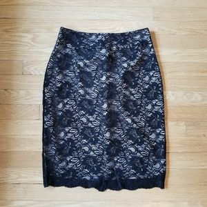 BR black lace pencil skirt