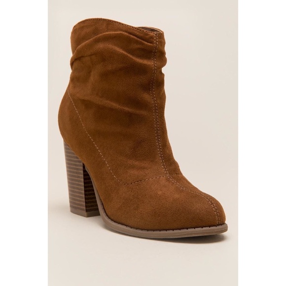 NIB Texas Cognac Slouch Top Chunky Heel Ankle Boot - Picture 7 of 8