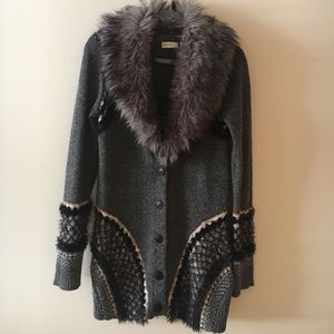 Anthropologie winter cardigan w/ detachable collar