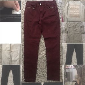 American Eagle Maroon High Rise Pants
