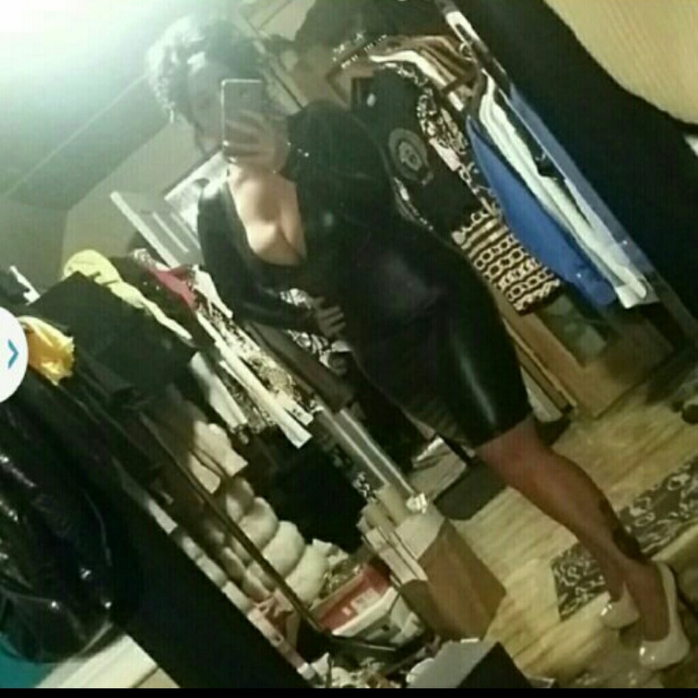 NWT SZ S/M Sexy wet wax leather look bodycon scuba