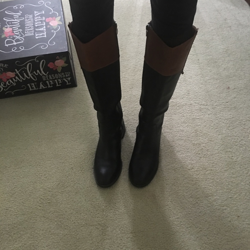 Size 9.5 Franco Sarto two-toned riding boots.