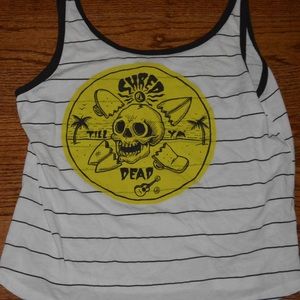 Black and White Stripped Tank with Yellow Design