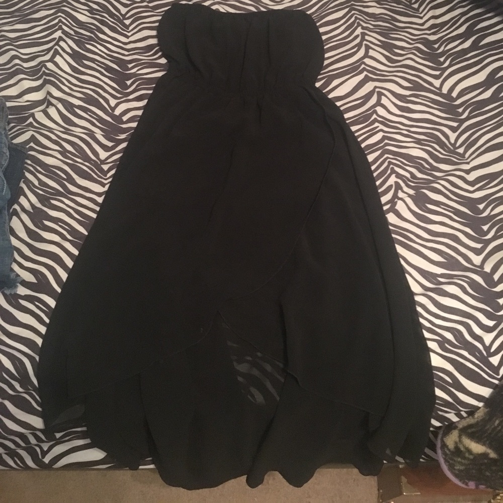 Black high low strapless dress
