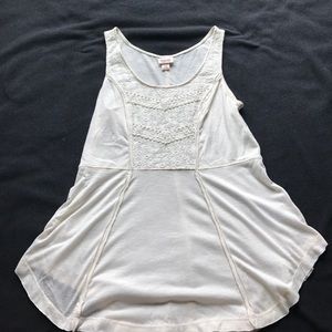 Cream fancy long tank top