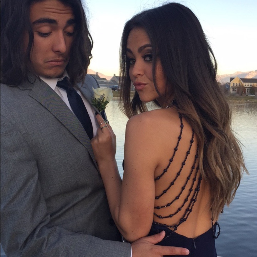 Navy blue prom dress worn 1 time!