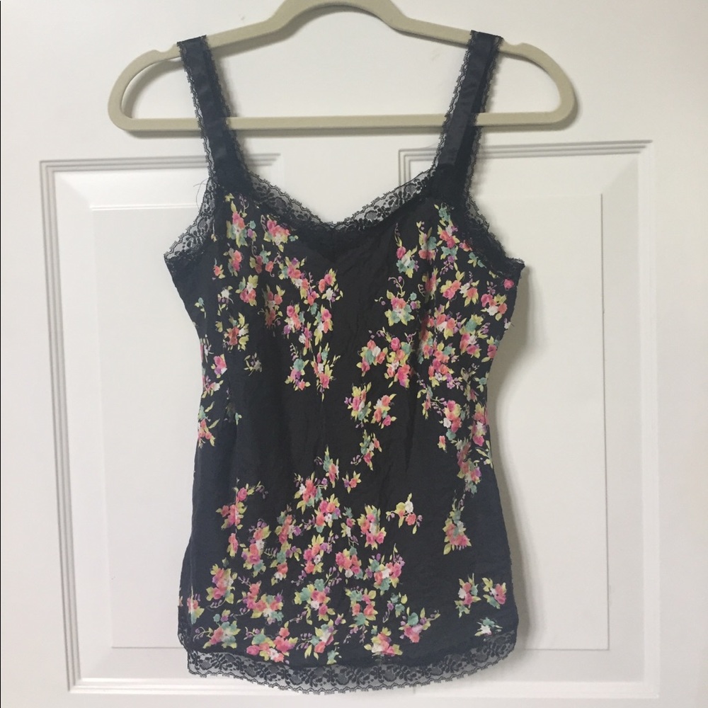 Black Silk Floral Cami