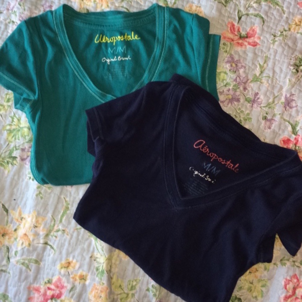 2 Aeropostale v-neck tees
