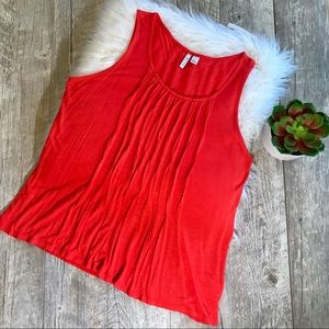Elle pleated Bright Orange Tank Top