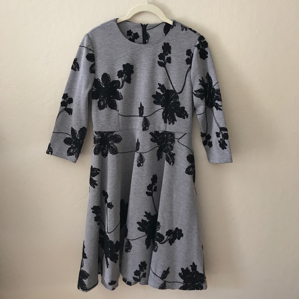 3/4 sleeve dress embroidery flower dress - Picture 2 of 8