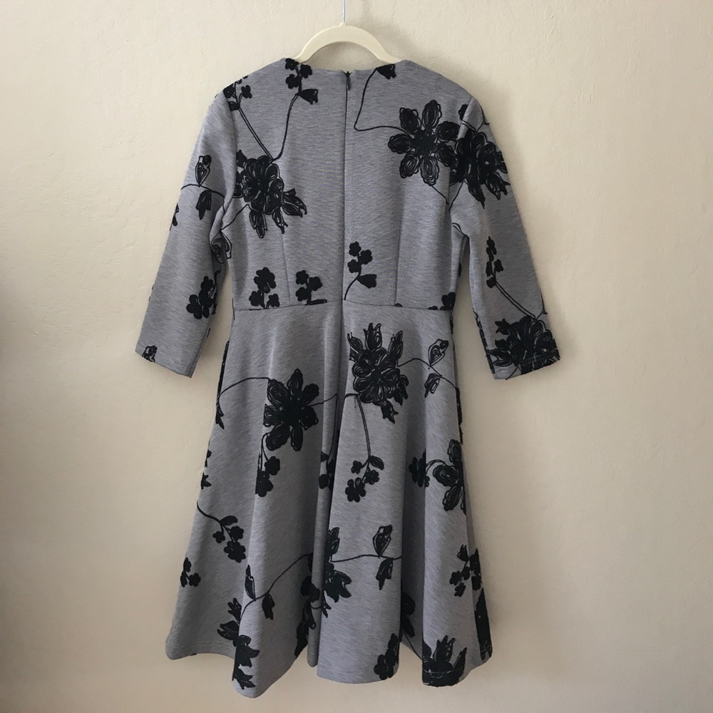 3/4 sleeve dress embroidery flower dress - Picture 3 of 8